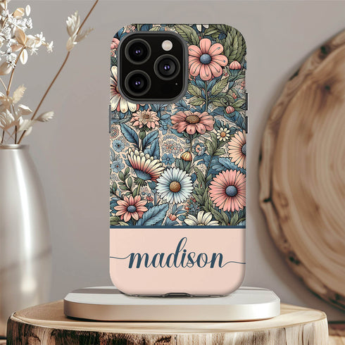 Custom Name Botanical Wildflowers Meadows iPhone Case